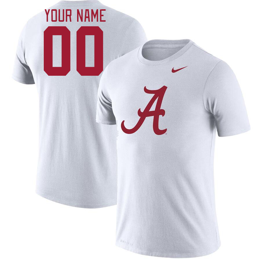 Custom Alabama Crimson Tide Name and Number College Tshirts-White